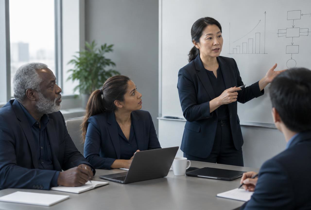 Sesión de formación con un equipo de trabajo en una empresa