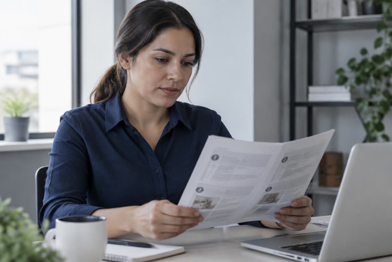 Profesional leyendo la guía para comenzar la certificación