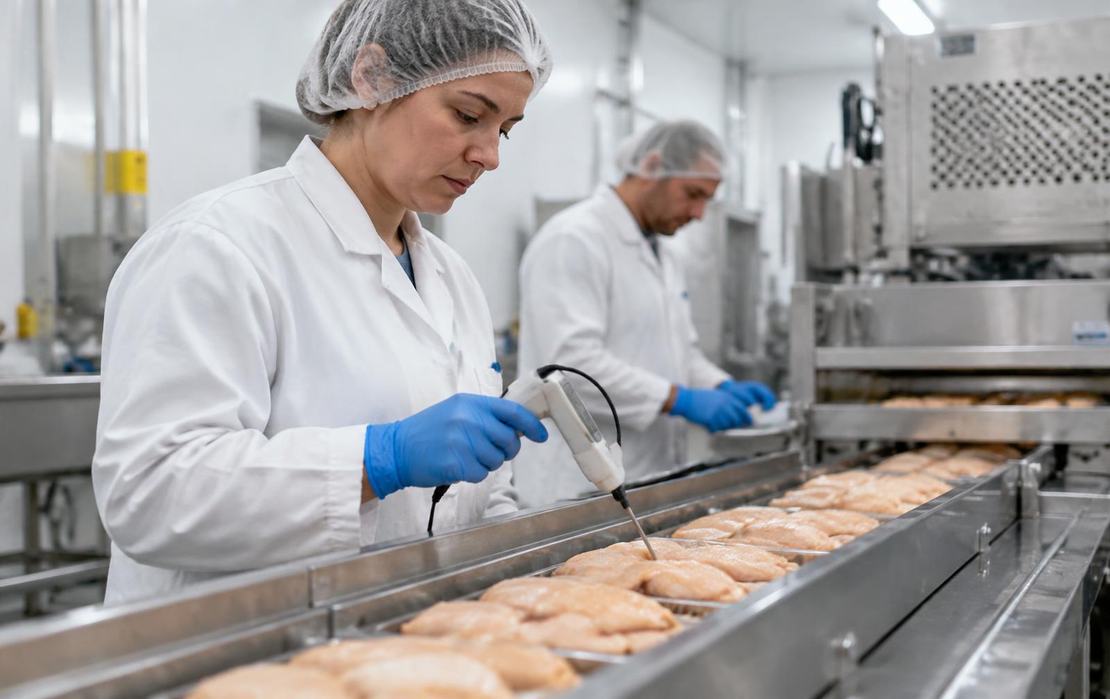 Escena ilustrativa: control de temperatura en una línea de producción de alimentos