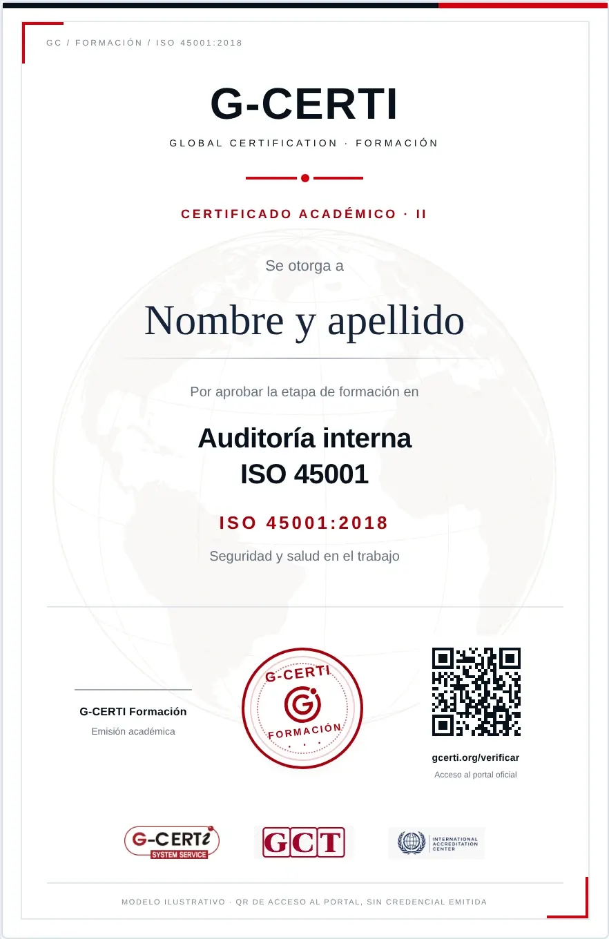Modelo del certificado académico II · Auditoría interna · ISO 45001:2018