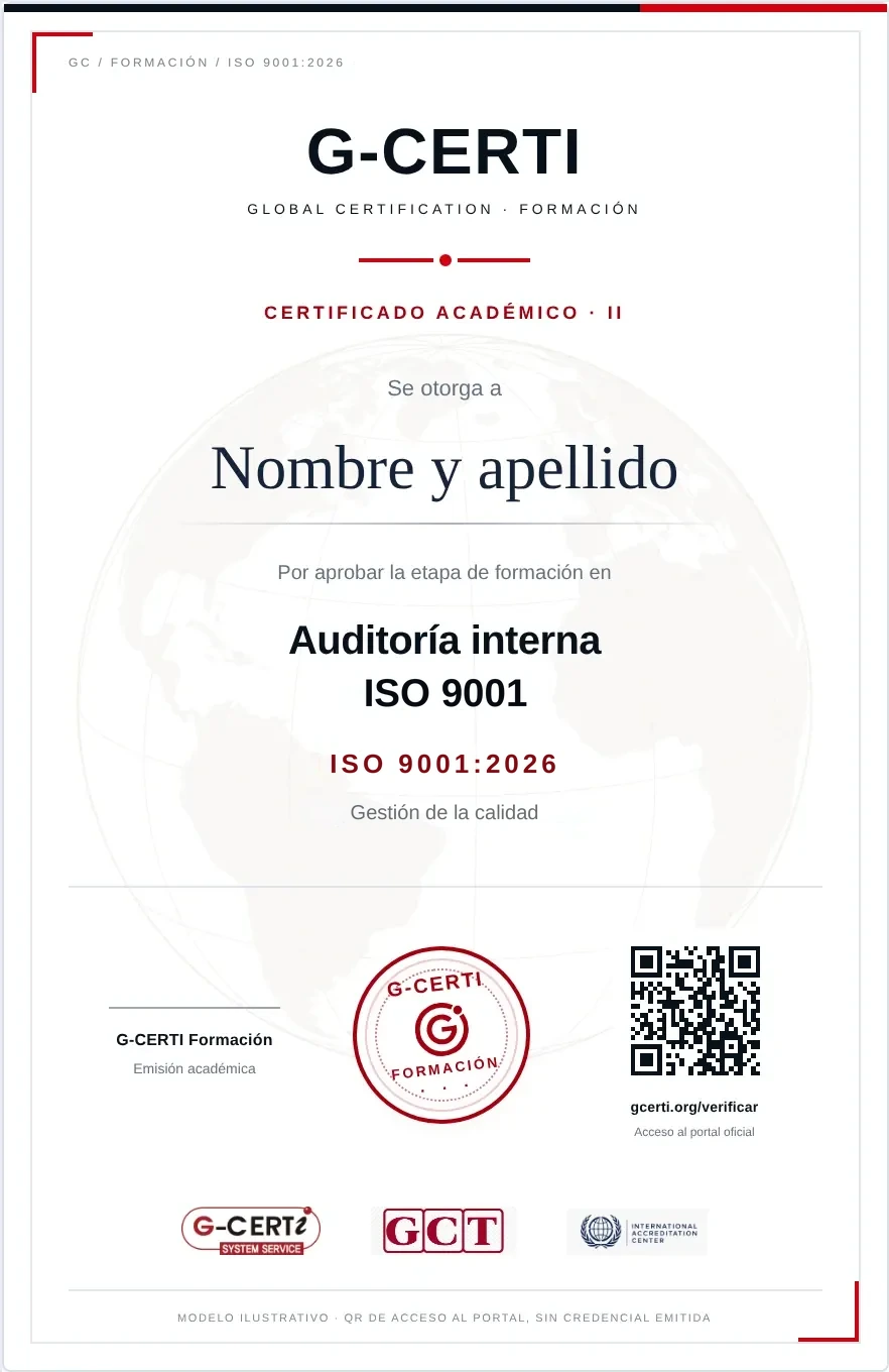 Modelo del certificado académico II · Auditoría interna · ISO 9001:2026