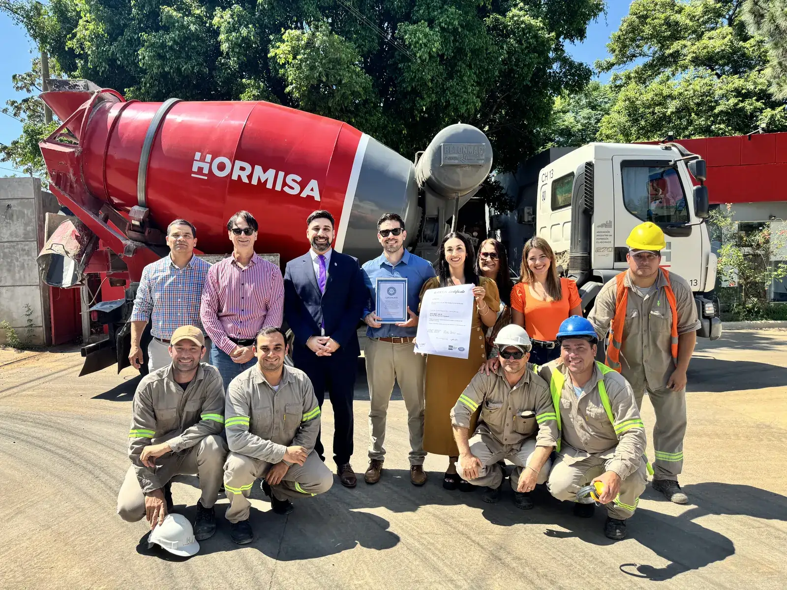 Certificate presented to the team of an industrial plant