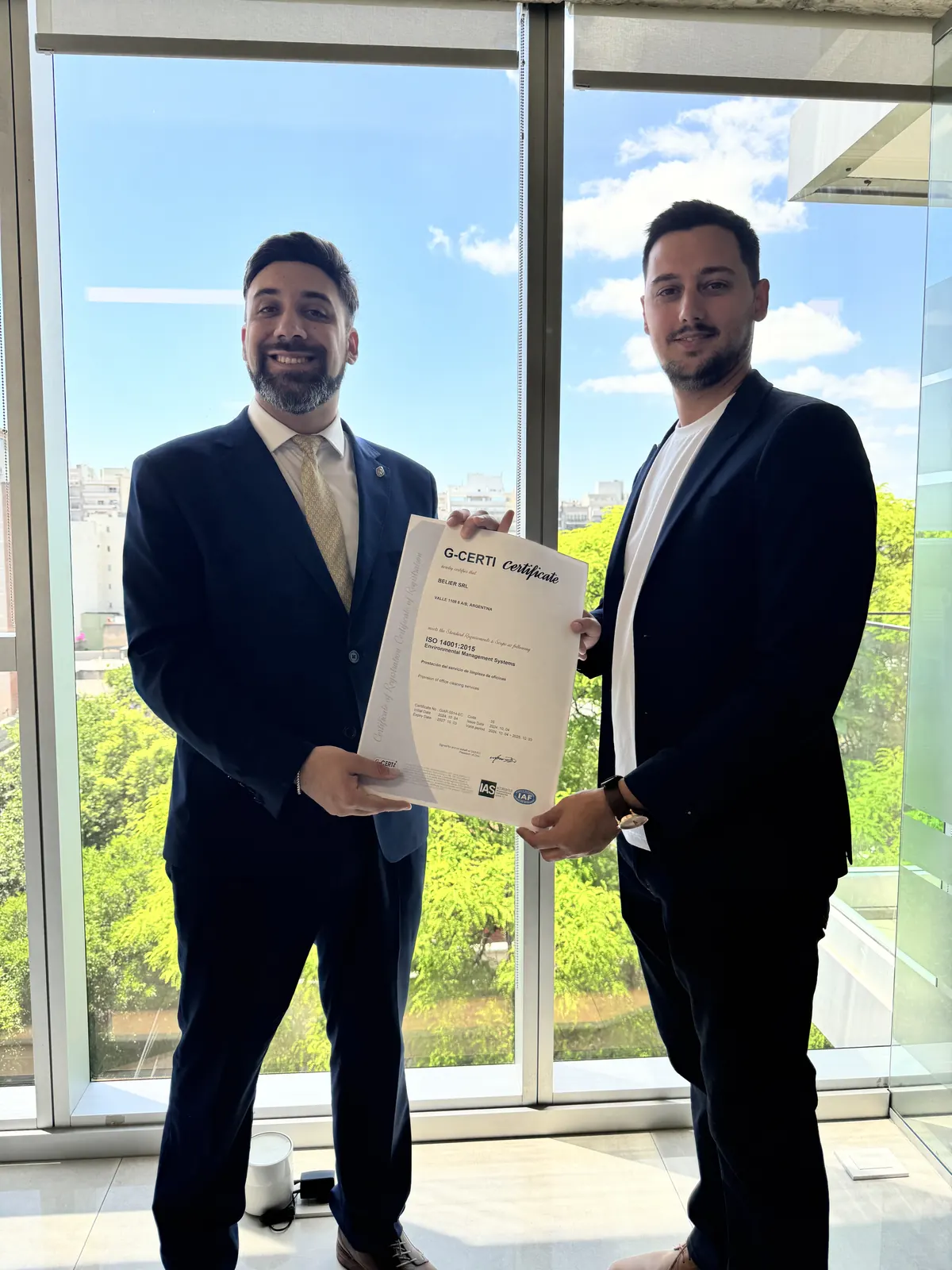 A certificate being presented to an organization